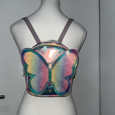 Holographic Mini Backpack with Butterfly Wings