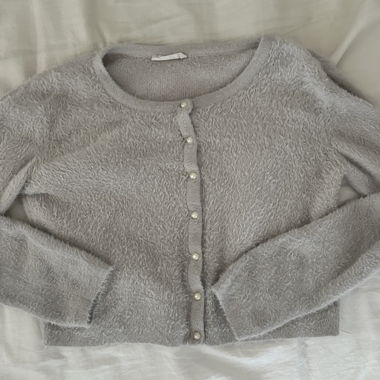 Grey short jacket with button closure