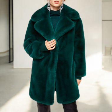 Mango Faux Fur Coat – Deep Emerald Green Size XS/S