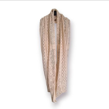 Echarpe ronde, tricotée ajourée, beige