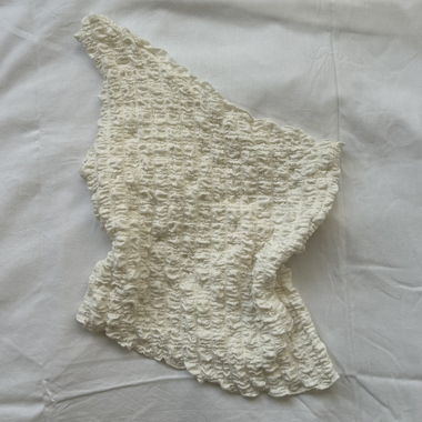 Asymmetrical White Textured Top Size S