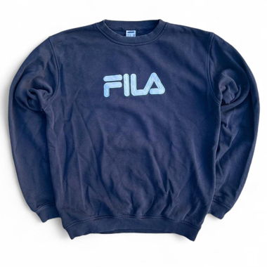Vintage Fila Spellout Sweater Navy