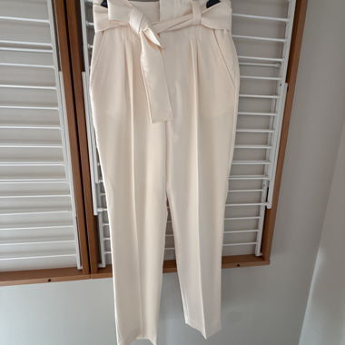 Light Beige High-Waist Trousers