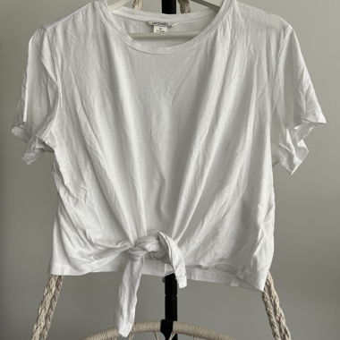 MONKI weisses Knoten-T-Shirt Gr. M