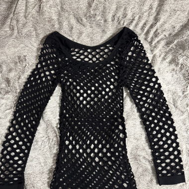 Top in mesh Y2K / Netzshirt – Nero