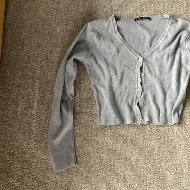 brandy grey button top