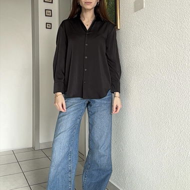 Camicia/sottogiacca in raso nera UNIQLO