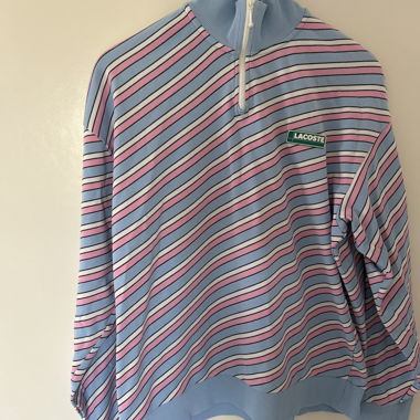 Pull Lacoste Live rose blanc bleu
