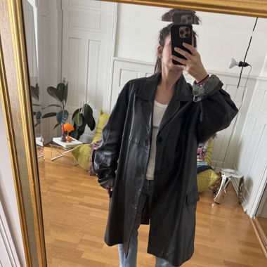 Oversized vintage leather coat