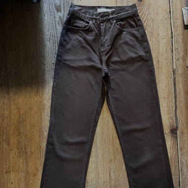 brown straight leg pants