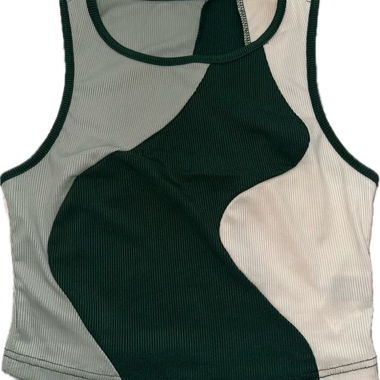 Geripptes Cropped-Top mit Muster
