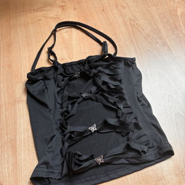 Black lace-up top