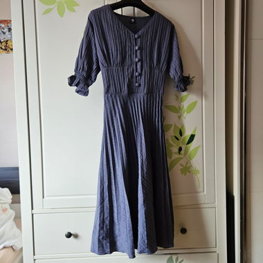 Abito midi blu grigio