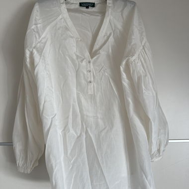 Blusa bianca in miscela seta e cotone