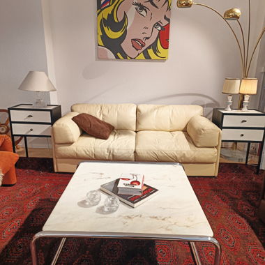 Canapé en cuir beige De Sede 2 places convertible en canapé-lit