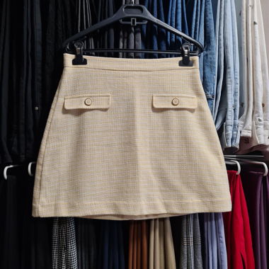 Kookaï Tweed Mini Skirt Pale Yellow