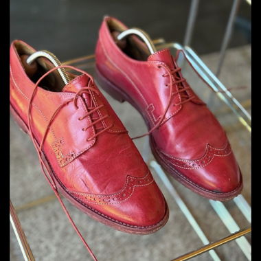 Hand-Painted Red Leather Richelieu