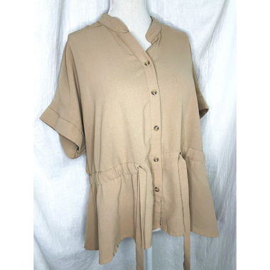 Bluse Kurzarm in Creme Beige