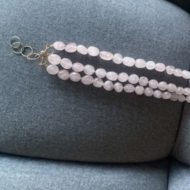 Pink quartz multi-strand choker necklace 