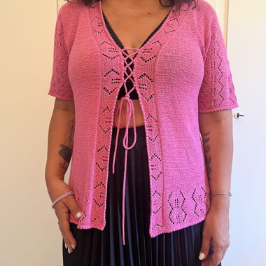 Cardigan rosa traforato