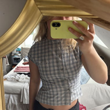 Checked Short-Sleeve Blouse