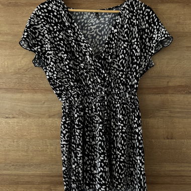 Patterned Short-Sleeve Jumpsuit