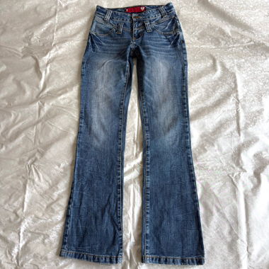Layered Lower waisted bootcut denim jeans