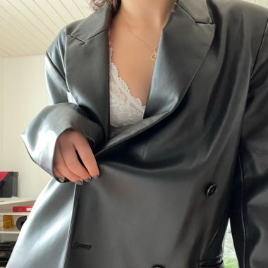 Black leather blazer from mango