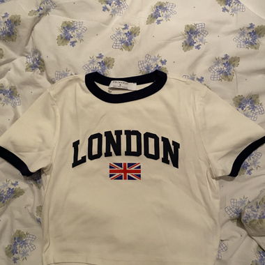 T-shirt Primark "London" Bianco Navy M