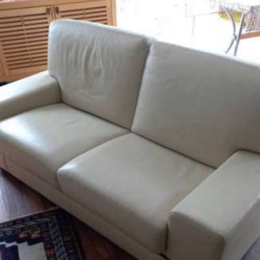 Canapé en cuir véritable, beige