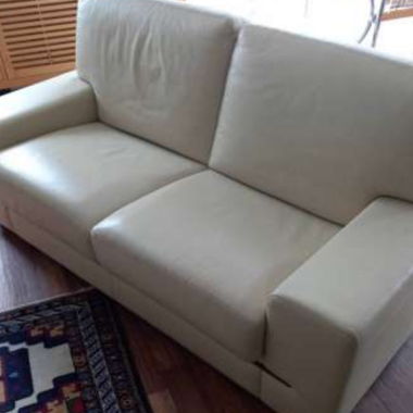 Beiges Ledersofa (Echtleder)