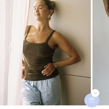 djerf avenue geripptes Tanktop in Braun