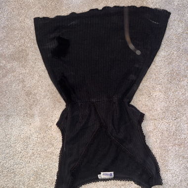 Top corsetto a coste nero