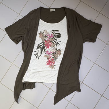 T-shirt fluide CANDA motif floral strass