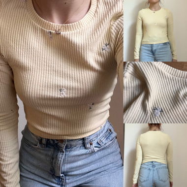 Top a maniche lunghe carino con motivo floreale