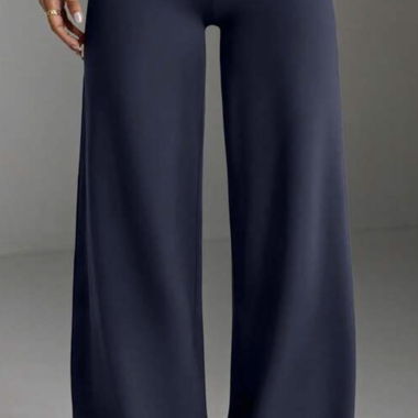 Wide-leg navy pants