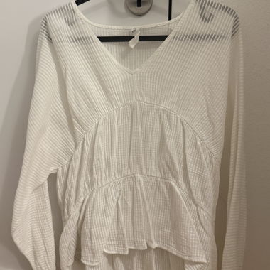 White long-sleeve blouse with texture