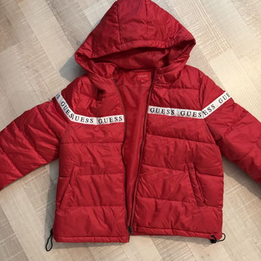 GUESS Red Hooded Puffer Jacket