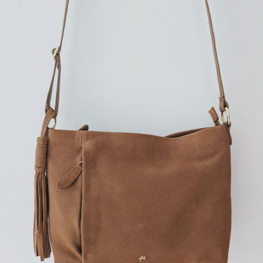Anna Field Ledertasche, Wildlederoptik, braun