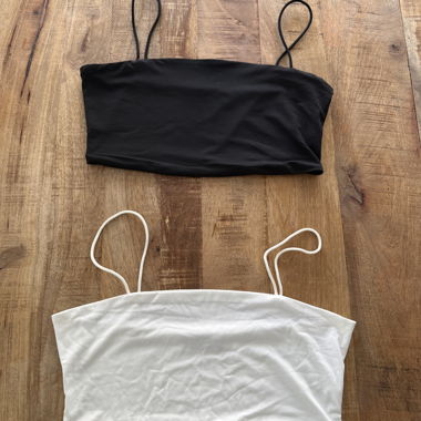 Set 2 crop top Shein taglia L nero bianco