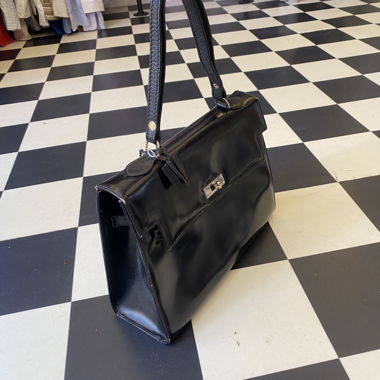 Borsa a mano in pelle vintage nera