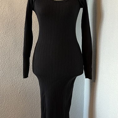 Robe maxi à découpes gris foncé