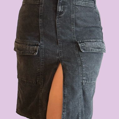 Schwarzer Cargo-Jeansrock