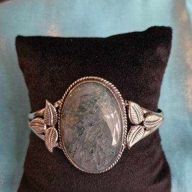 Bracelet réglable avec agate mousse