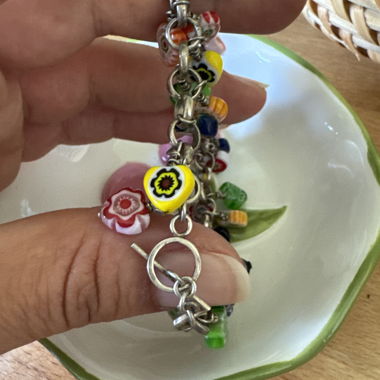 Bracciale charm Millefiori in argento 950