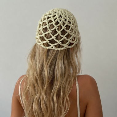 Crochet Beanie with Pearls