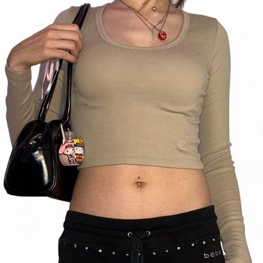 Cream long sleeve crop top, size xs, 