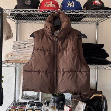 Brown Sleeveless Puffer Jacket