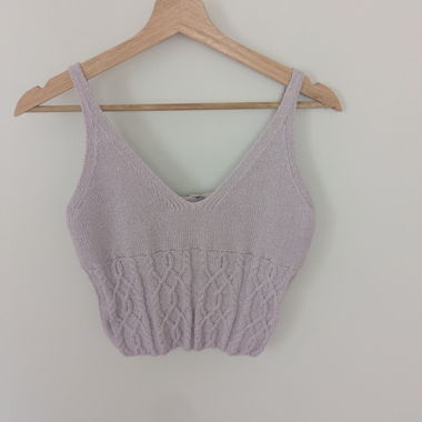 Top corto in maglia lilla XS