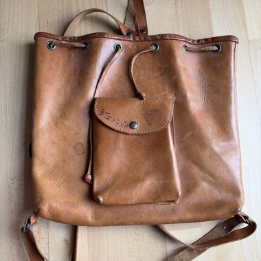 Leather drawstring backpack